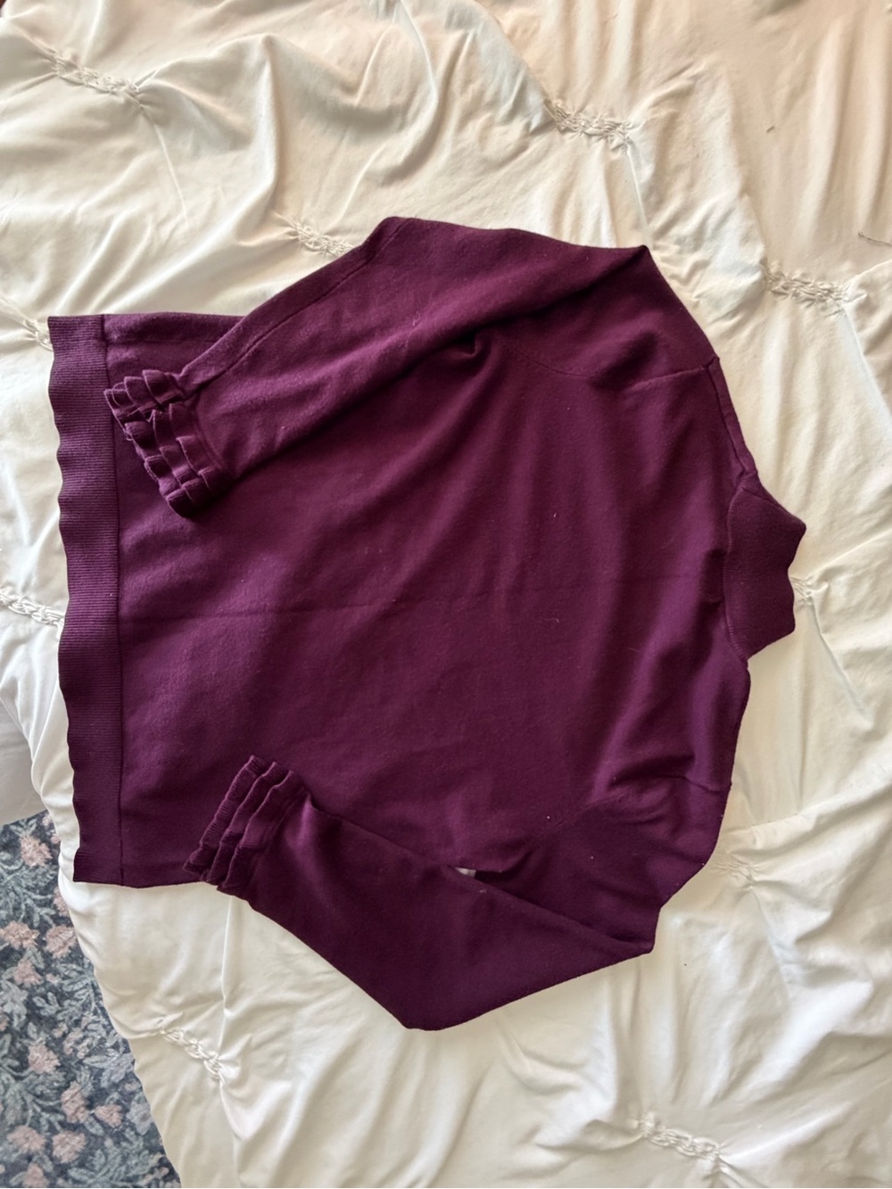 Plum Ruffle Cuff Sweatshirt - Picture 5 of 5